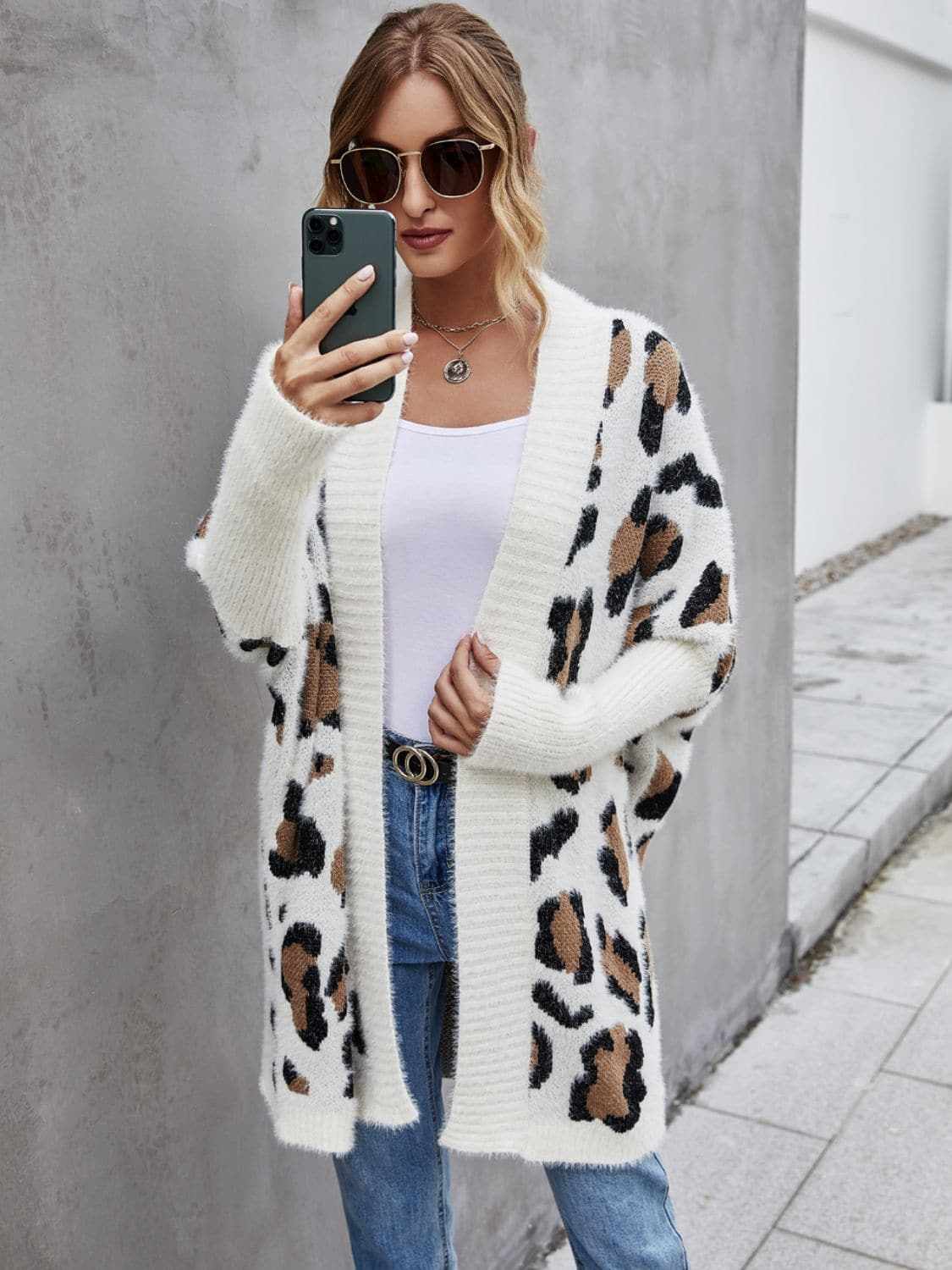 Fuzzy leopard cardigan - chic style - Love Salve